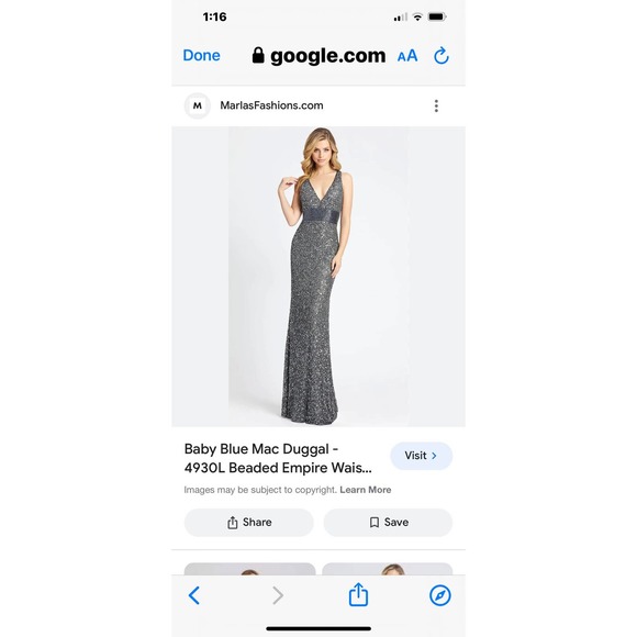 Mac Duggal Sequin V-Neck Empire-Waist Sleeveless Column Gown Size 4 NWOT - Picture 4 of 11